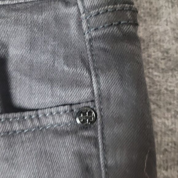 Tory Burch Super Skinny Womens Black Jeans Size 29 Embroidered Logo Packet - Picture 7 of 15